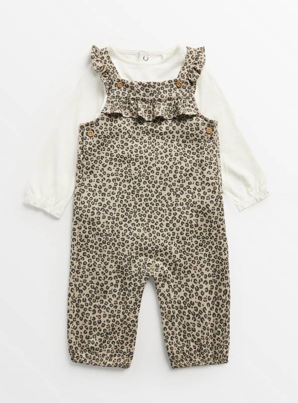 Leopard Print Dungarees & Bodysuit Up to 3 mths